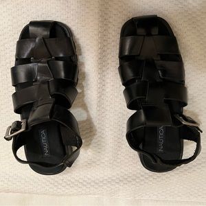 Black Leather strapped sandals